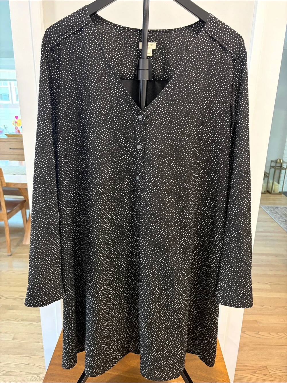 J. Crew Black Tunic with White Polka Dots